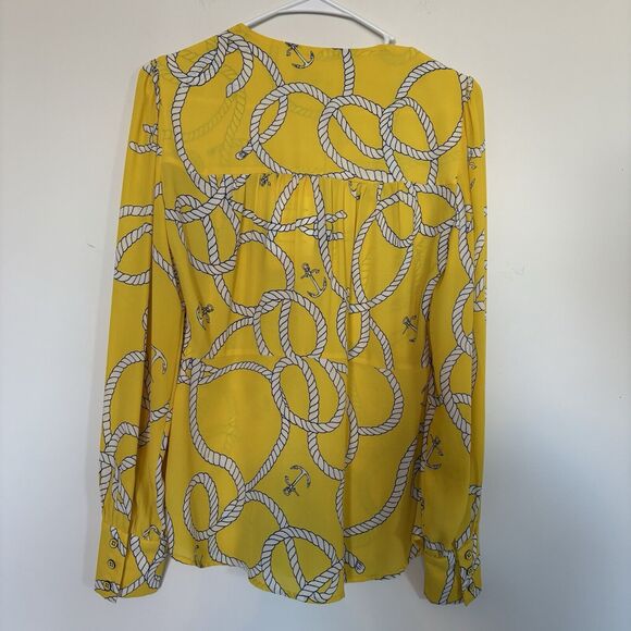 CAbi Reef Knot Blouse Top Size Small Style 5707 Long Sleeve Yellow Nautical NWT - Picture 6 of 11